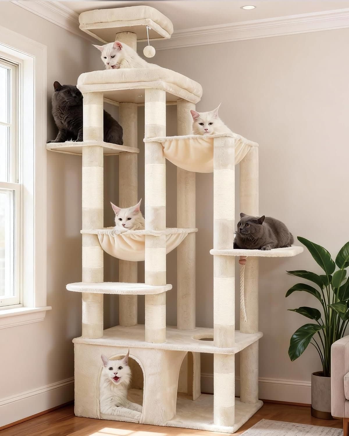 Heybly 180 cm árbol para gatos grandes Maine Coon