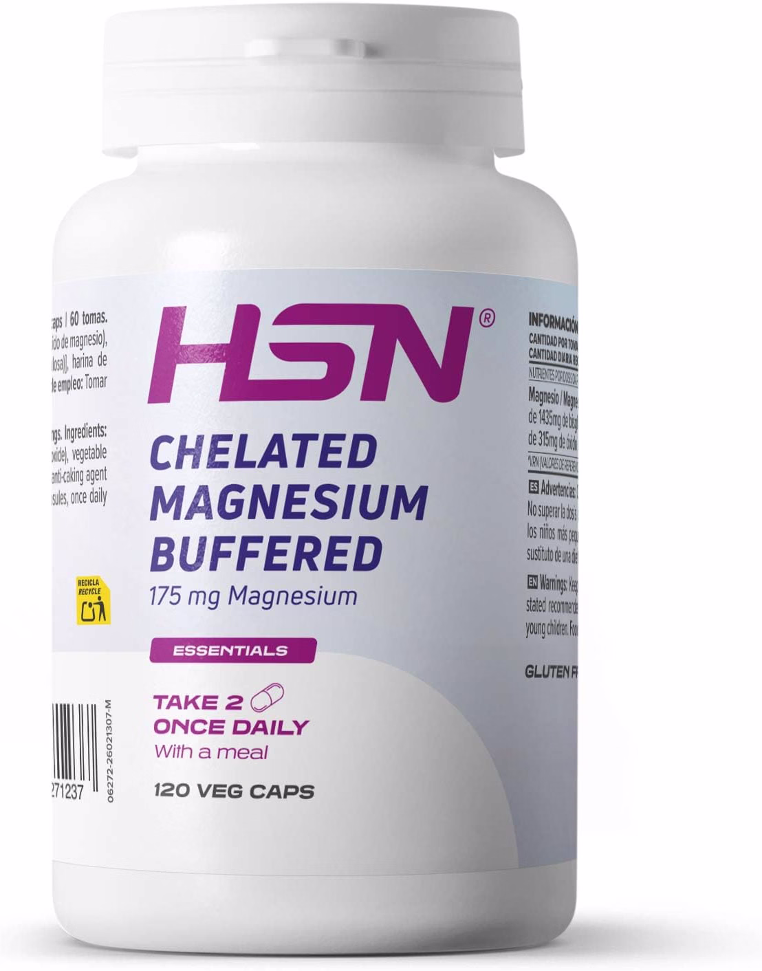 HSN Bisglicinato de Magnesio Tamponado 120 Cápsulas